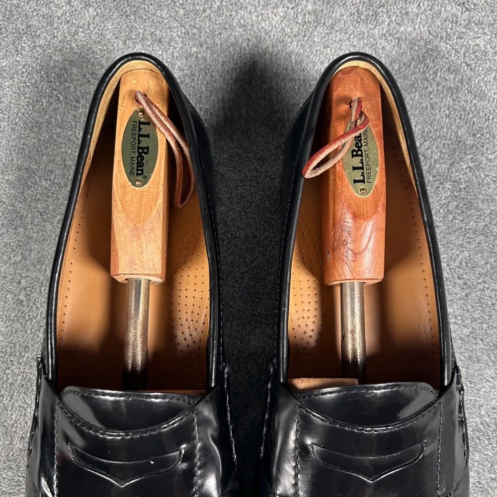 Cole Haan Penny Loafers Black Leather Moc Toe Slip On Dress Shoes Mens 13D 03503